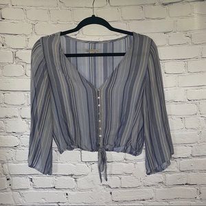 American Eagle Boho Bell Sleeve Crop Top